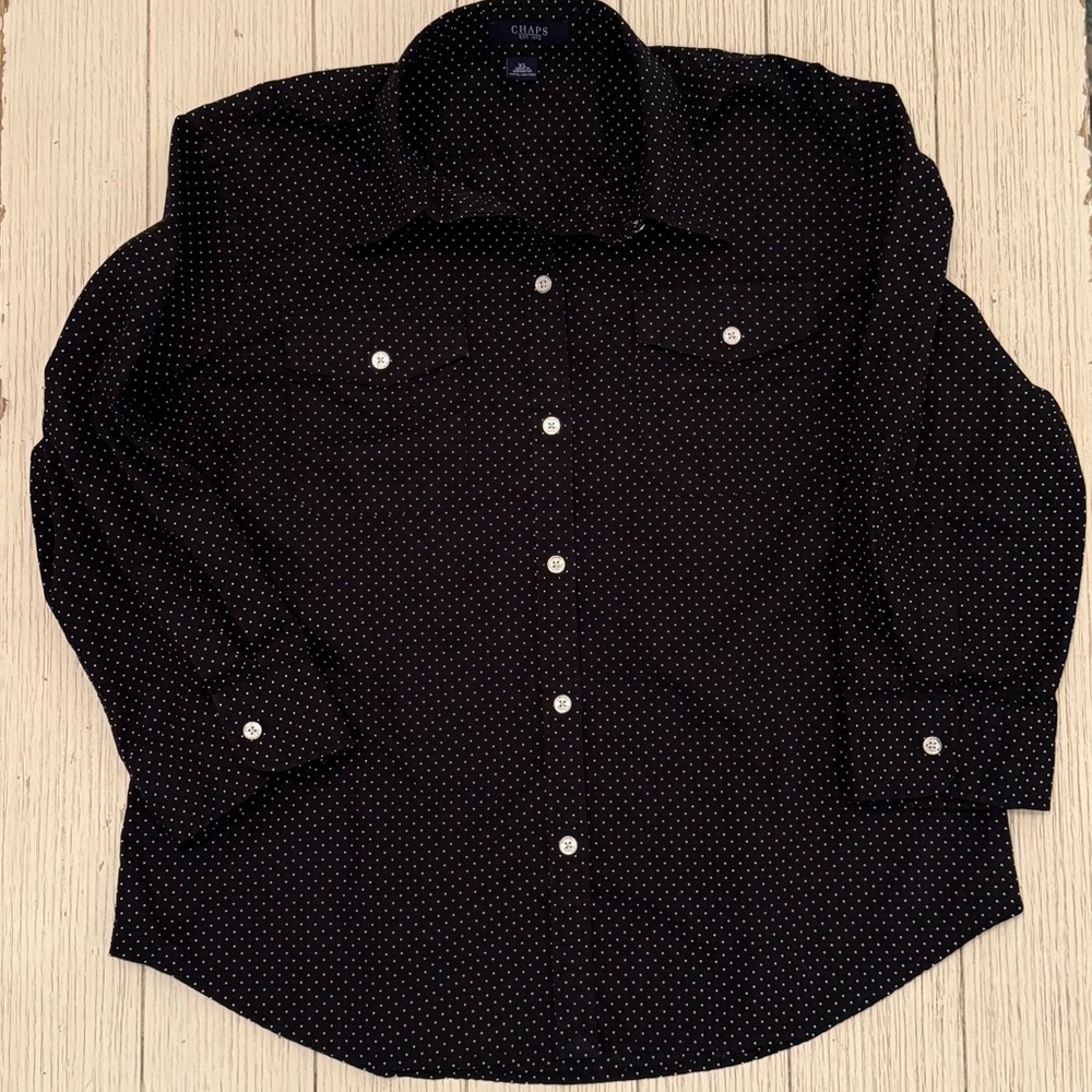 Chaps Women’s Black Polka Dot Shirt, size XL